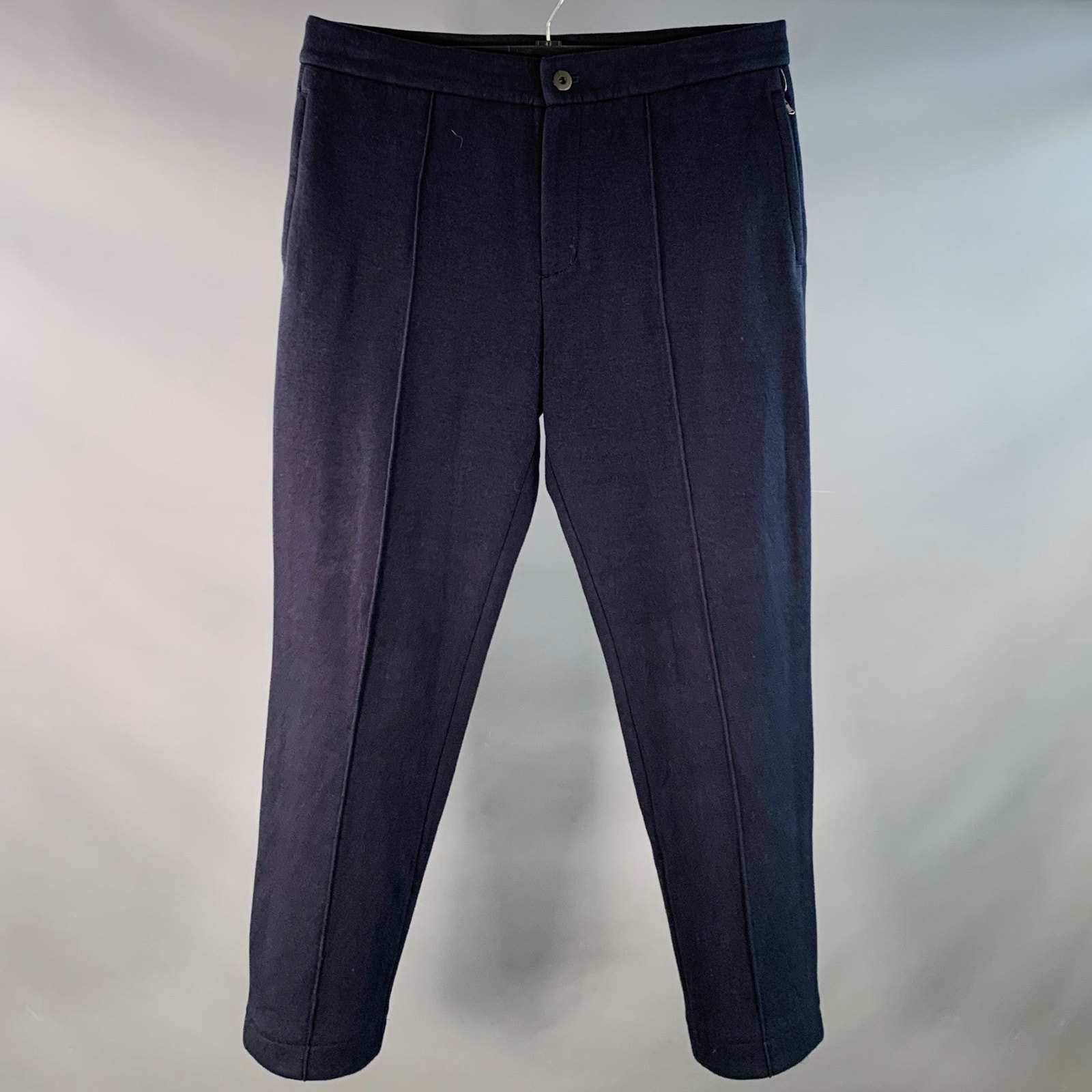 James Perse Size 34 Navy Cotton Blend Zip Pockets Tapered Casual Pants